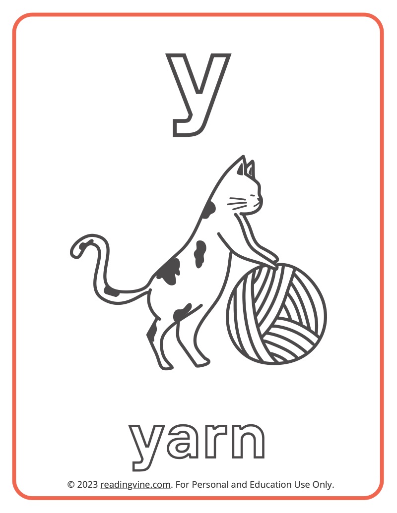 Letter y coloring pages