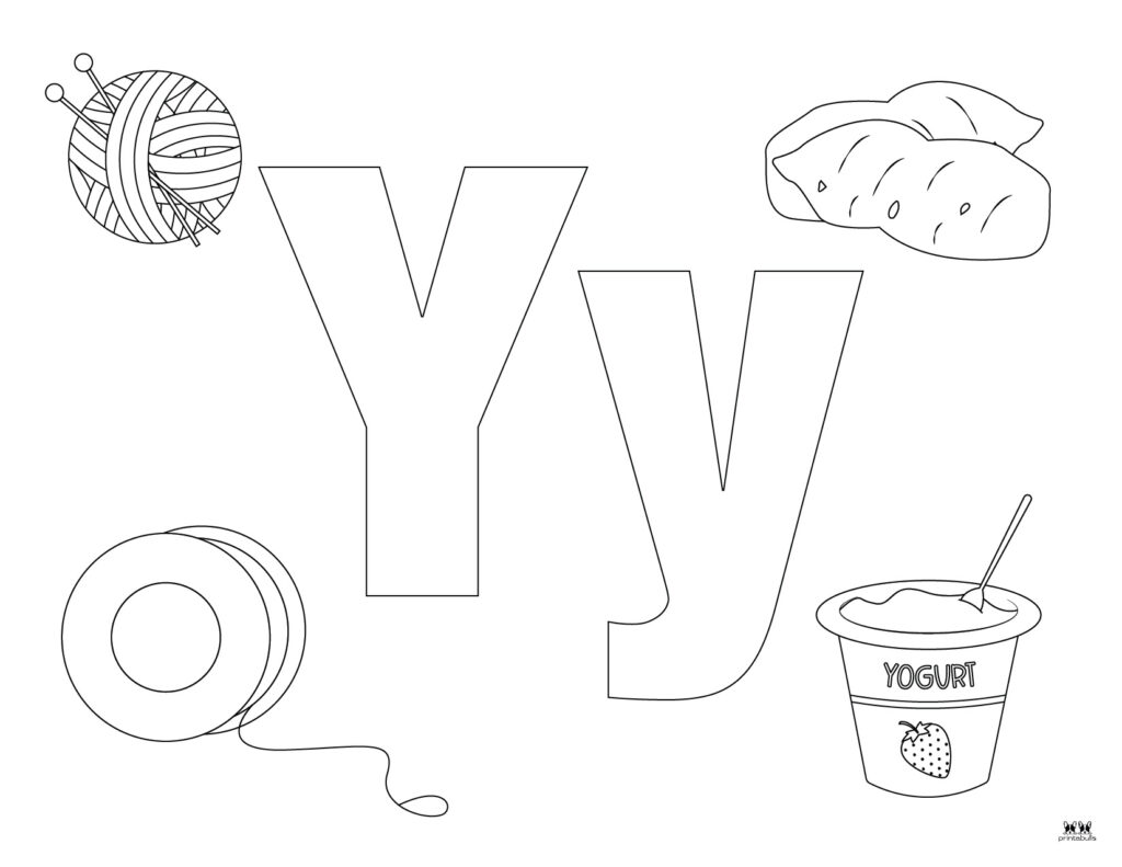 Letter y coloring pages