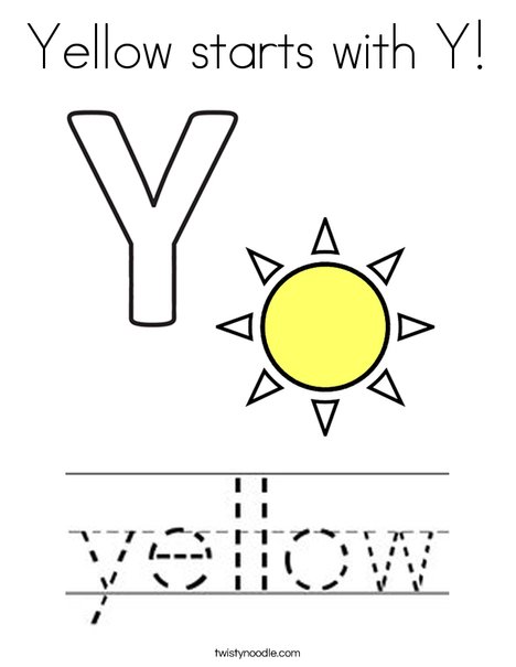 Yellow starts with y coloring page