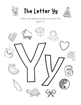 Letter y coloring worksheet by high street scholar boutique tpt