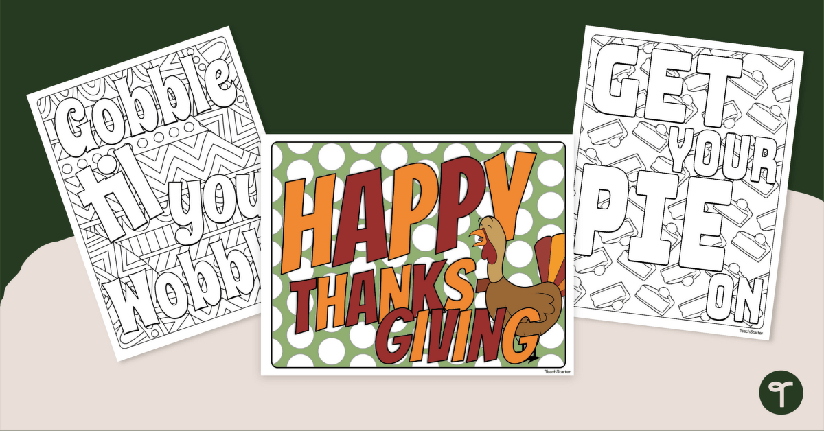 Thanksgiving coloring sheets teach starter