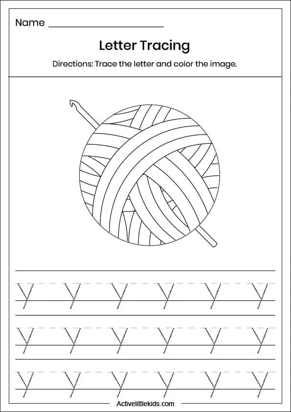 Free letter y worksheets for kindergarten