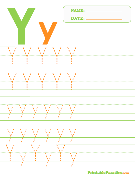 Printable letter y tracing worksheet