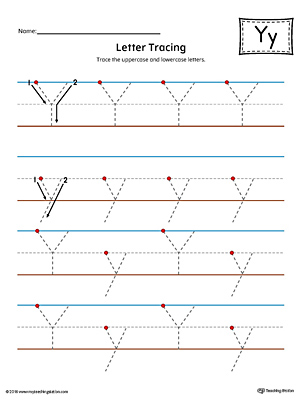 Letter y tracing printable worksheet color