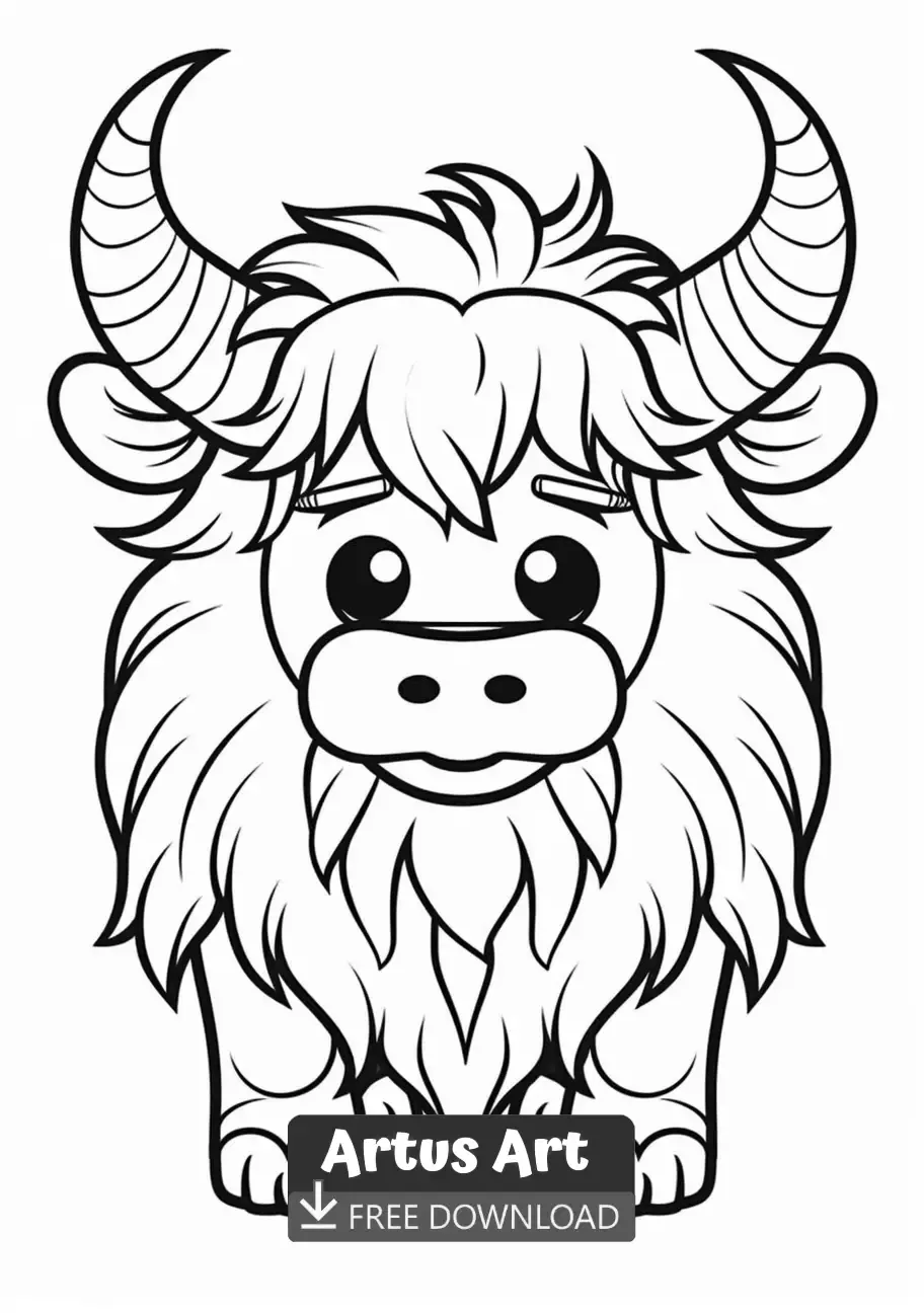 Cute yak coloring page coloring pages art rock design