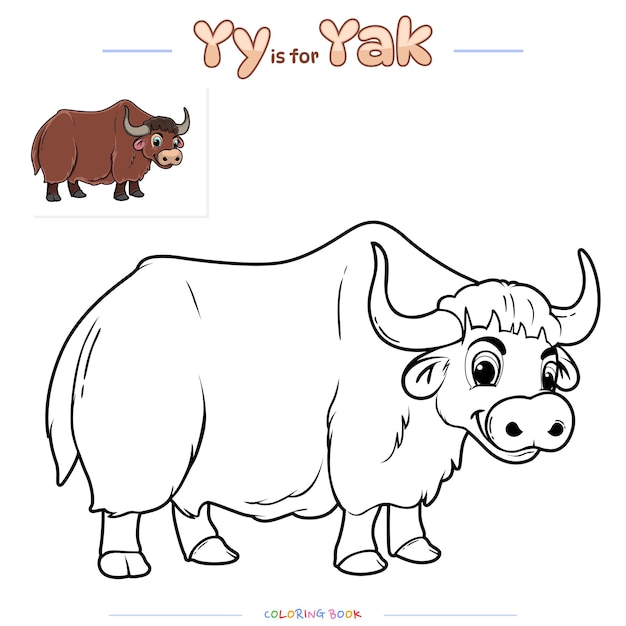 Premium vector coloring page yak cartoon