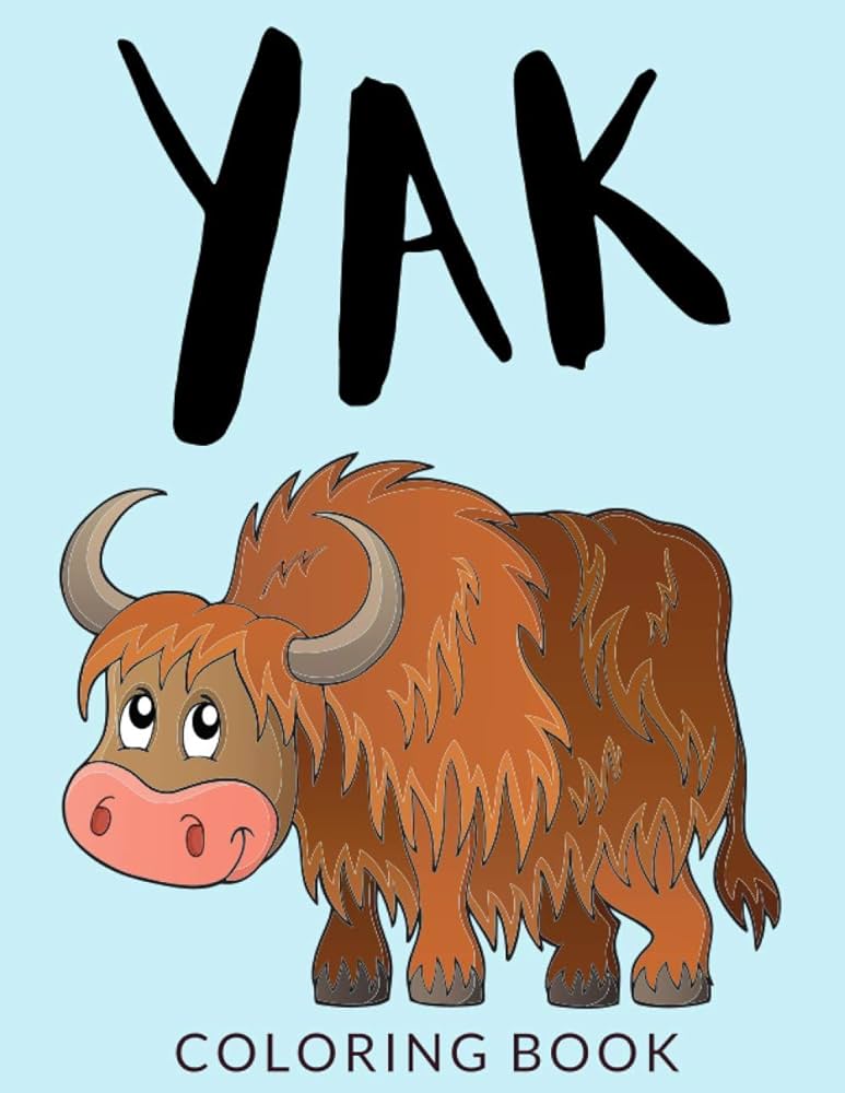 Yak coloring book yak coloring pages yak colouring book over pages to color cute wild