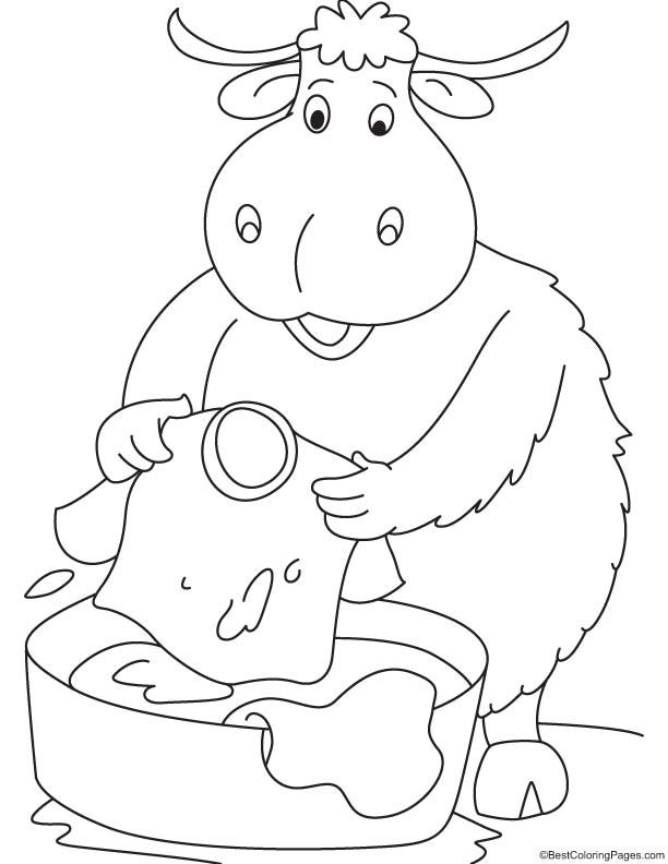 Yak washing the clothes coloring page download free yak washing the clothes coloring page for kids coloring pages farm coloring pages coloring pages for kids