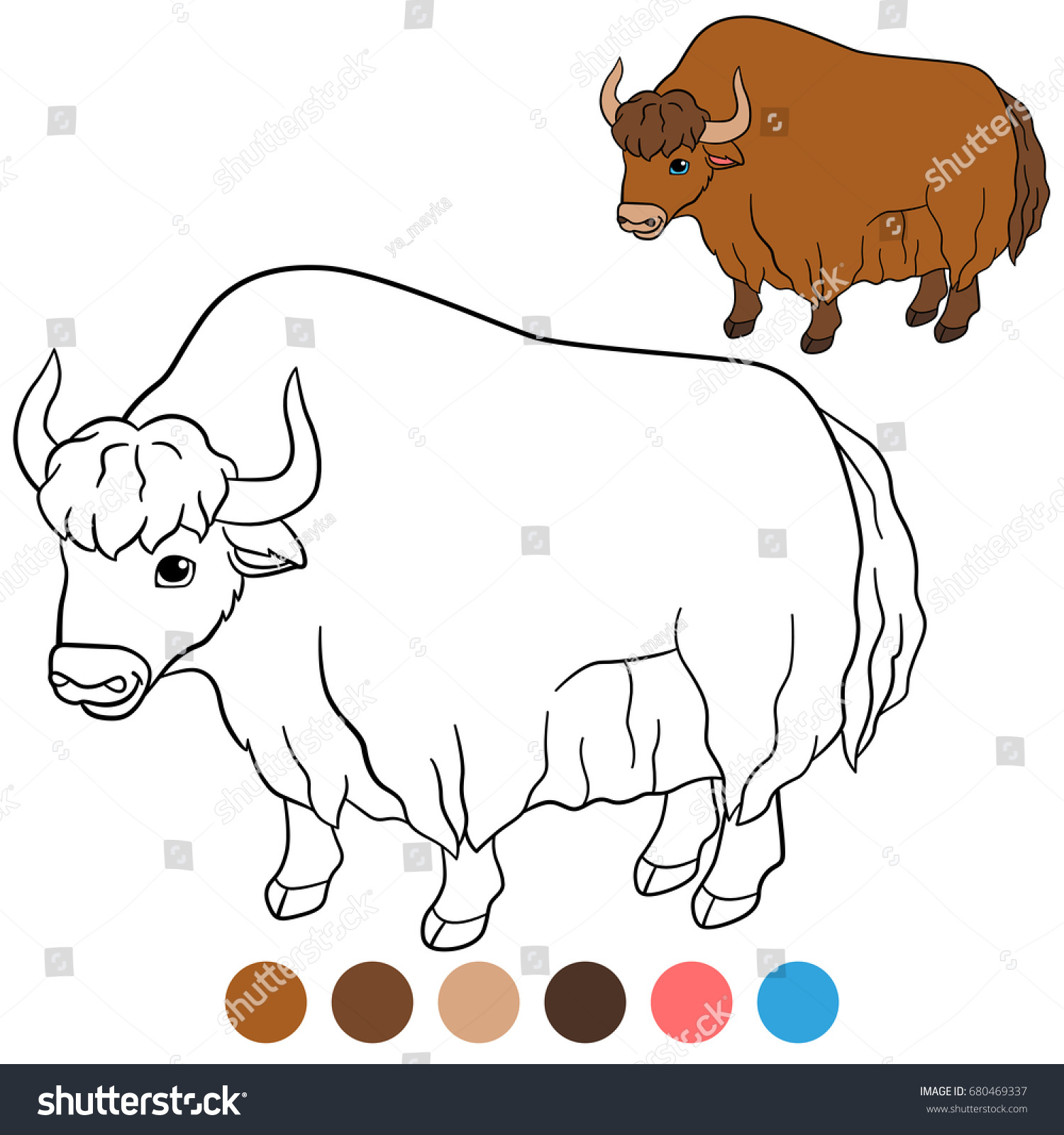 Color me yak cute beautiful yak stock vector royalty free