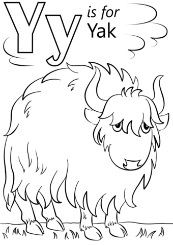 Letter y is for yak coloring page from letter y category select from printable crafts of carâ preschool coloring pages abc coloring pages letter y crafts