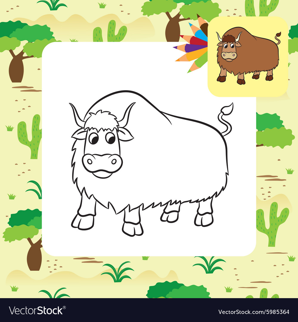 Yak coloring page royalty free vector image