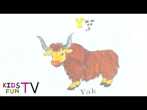 Coloring pages how to color yak drawing alphabet y for kids fun learning