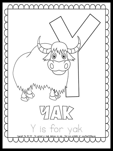Letter y is for yak free printable coloring page â the art kit