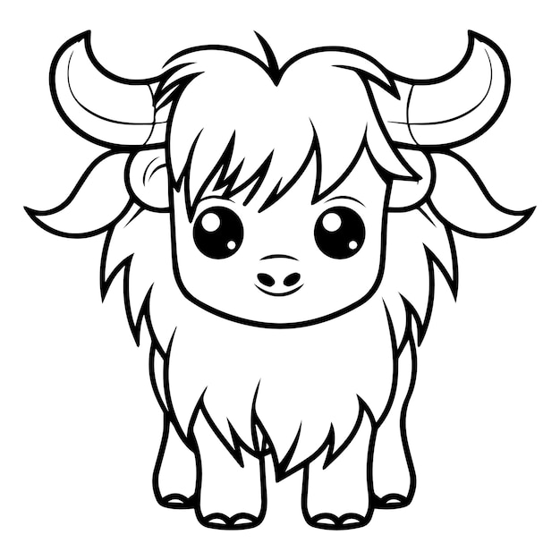 Premium vector coloring page yak illustration kawaii style line drawing yak