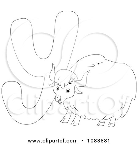 Clipart outlined y is for yak coloring page