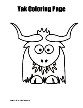 Printable yak coloring page worksheet coloring pages printable coloring pages worksheets