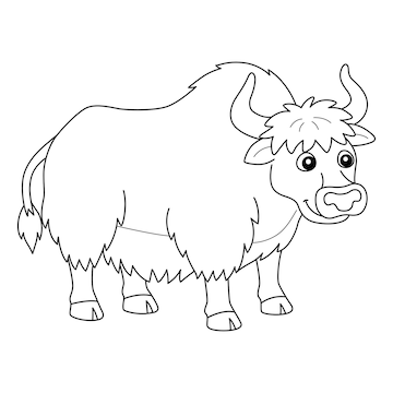 Premium vector yak animal coloring page for kids