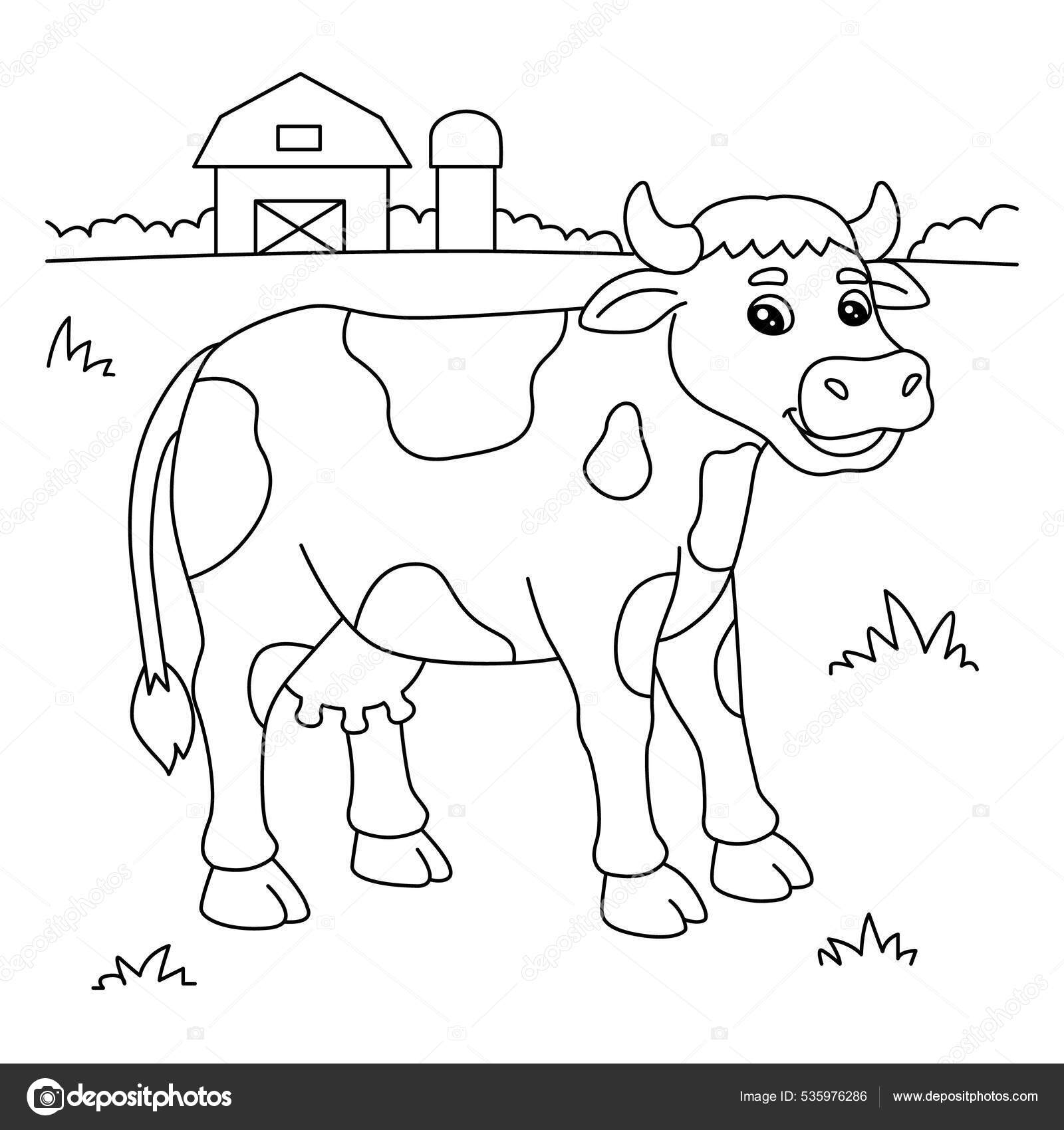 Cow coloring page for kids stock vector by abbydesign