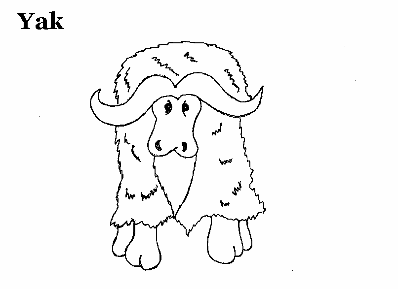 Yak coloring printable page for kids