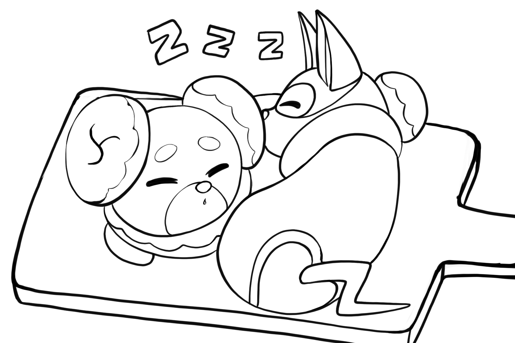 Hitokirichibi on x livestream sketch of fidough and yamper being sleep besties happy for people to colour this in if they want hehe just ment it below or tag me d httpstcomhfsgzgd