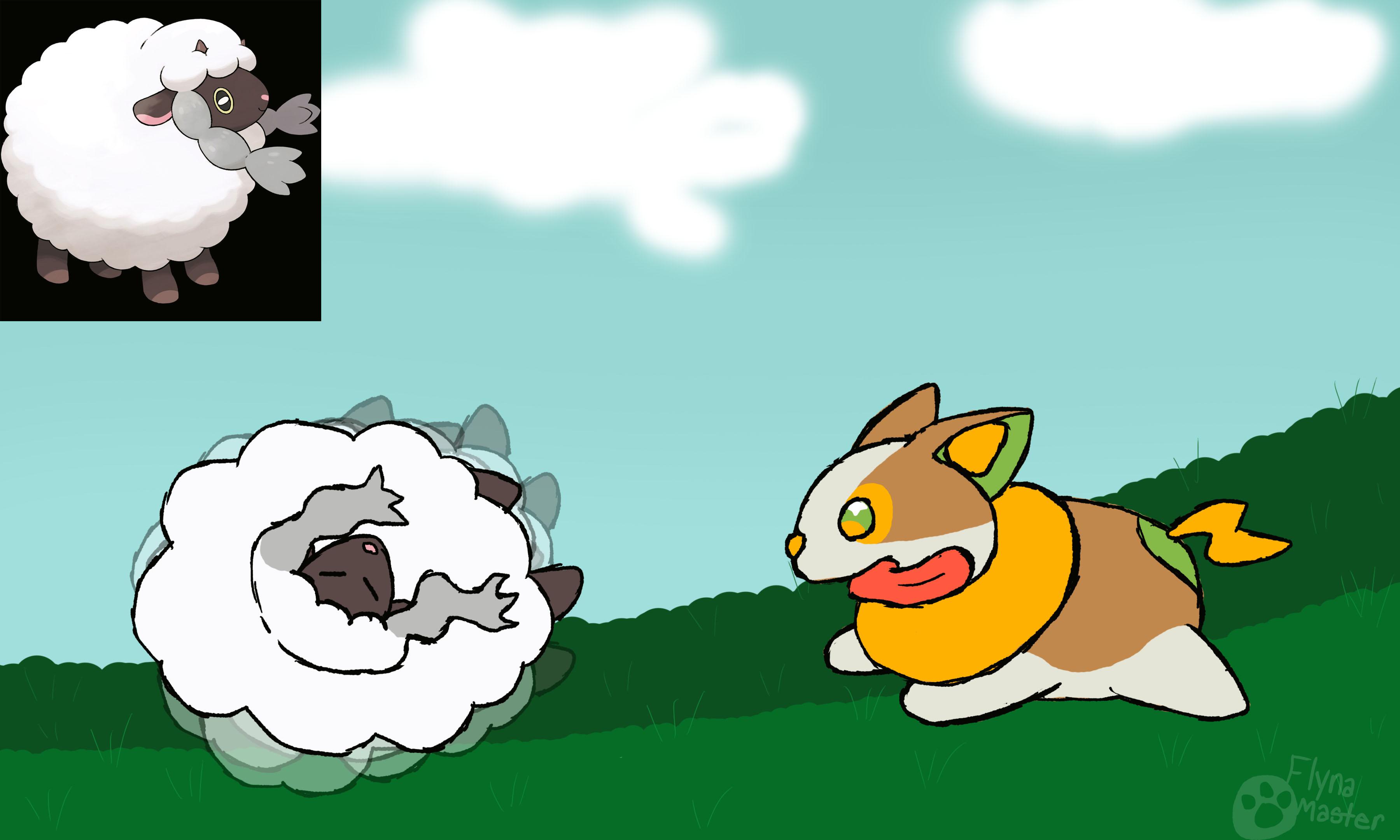 Yamper chasing wooloo rpokemonswordandshield