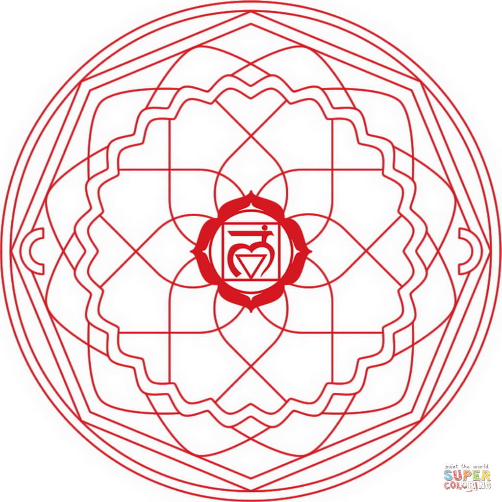 Muladhara chakra mandala coloring page free printable coloring pages