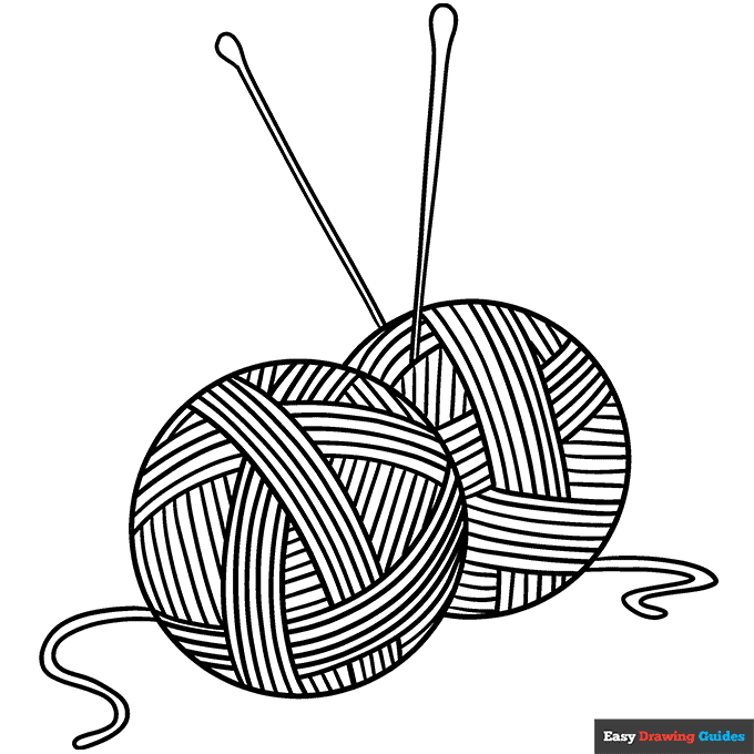 Yarn ball coloring page easy drawing guides