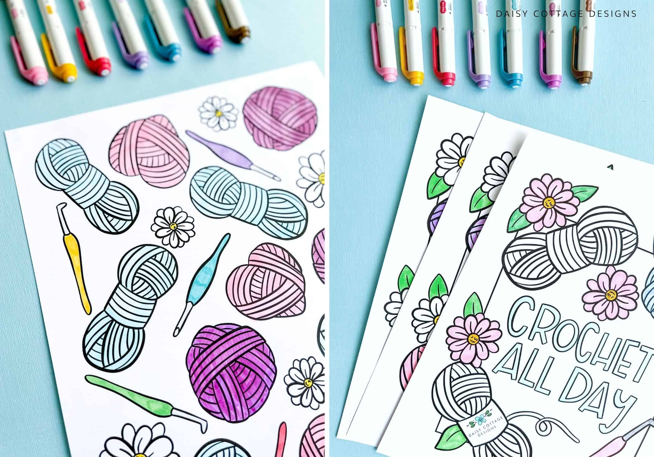 Yarn daisy coloring page free printables