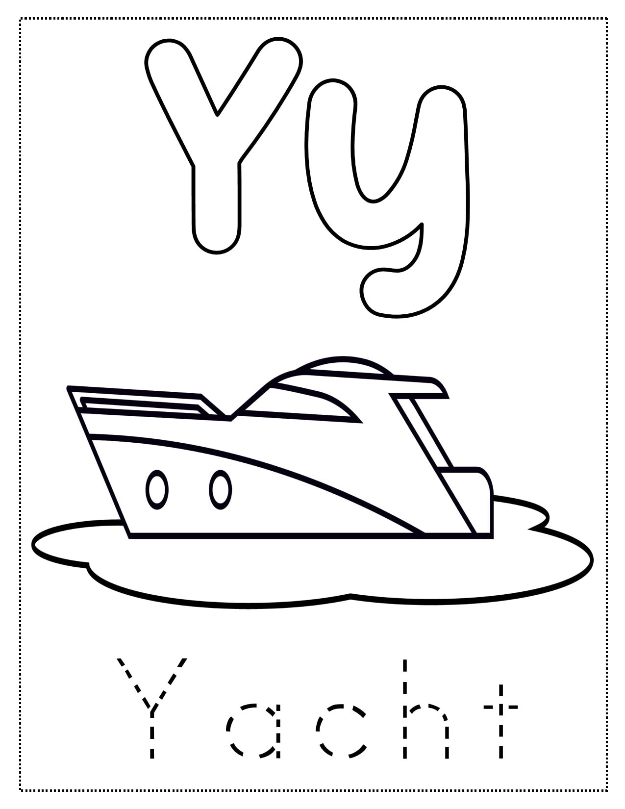 Y is for yarn craft coloring page