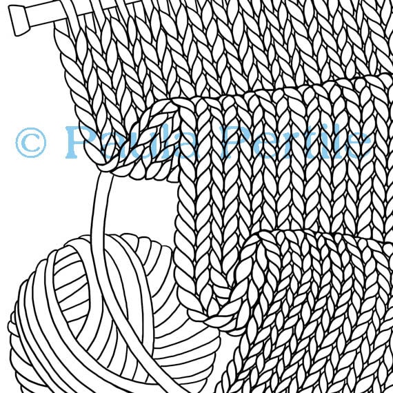 Work in progress coloring page printable coloring page drawing of knitting pdf knitting art download now