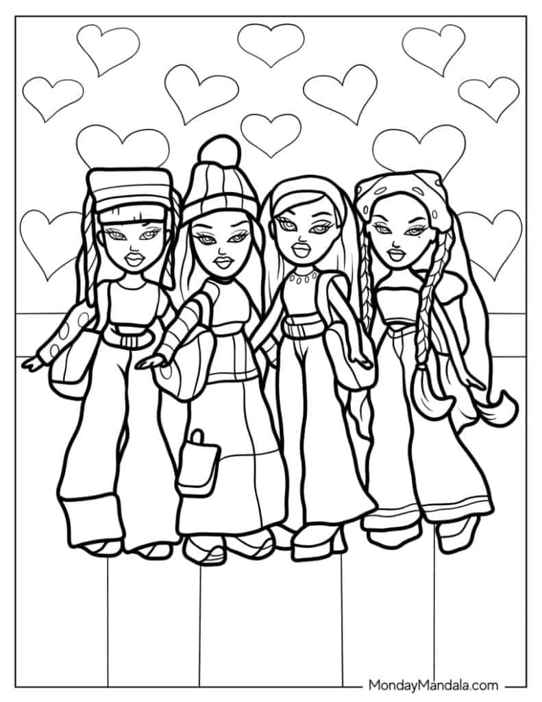 Bratz coloring pages free pdf printables