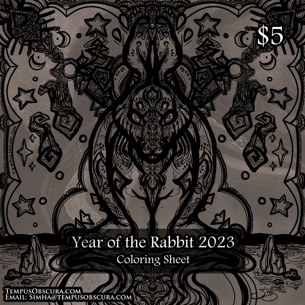 Year of the rabbit coloring sheet by soulspoison on