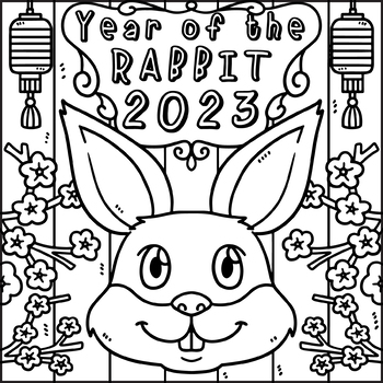 Year of the rabbit coloring page