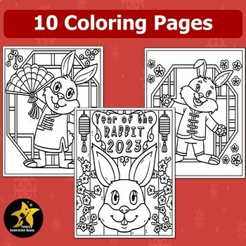 Chinese new year coloring pages year of rabbit new year lunar