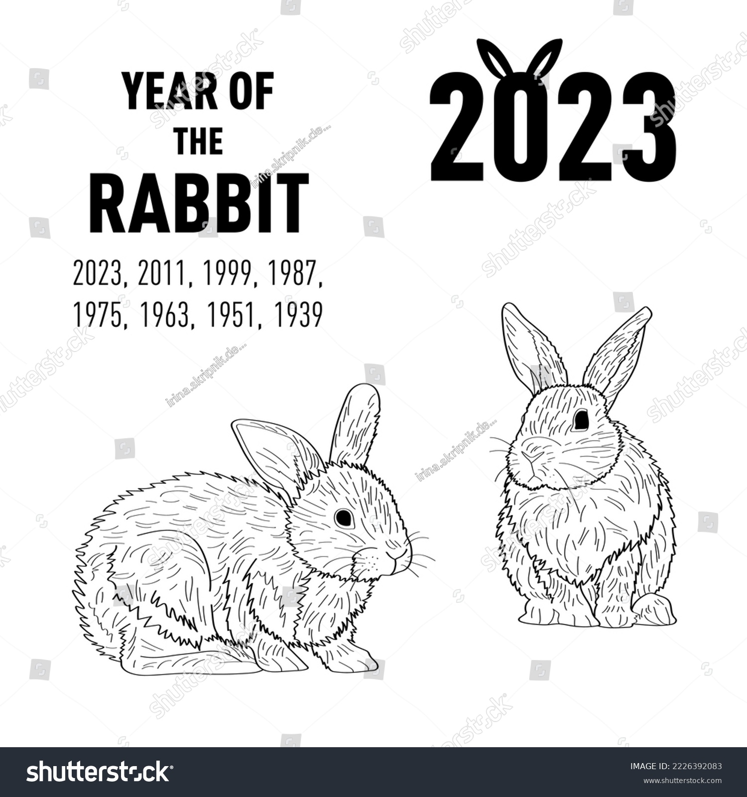Year rabbit according chinese calendar stock vector royalty free