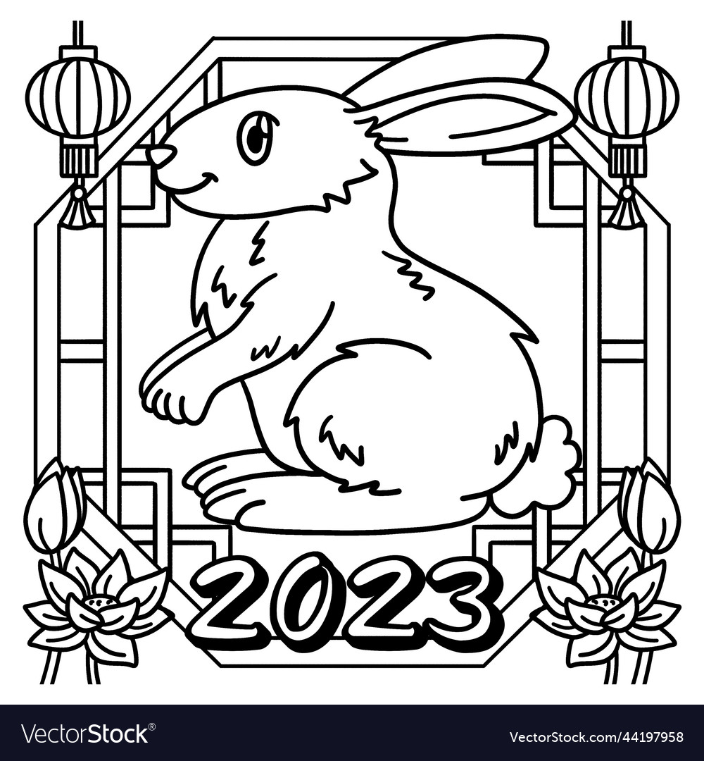 Year of the rabbit coloring page for kids vector image