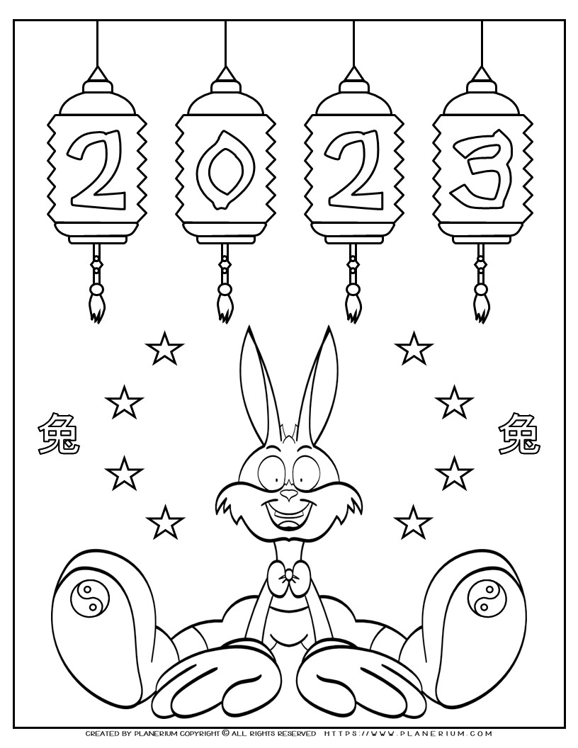 Year of the rabbit coloring page