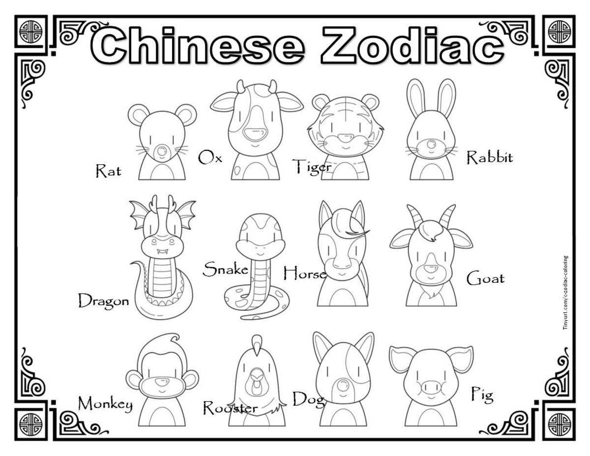 Printable chinese zodiac coloring sheets