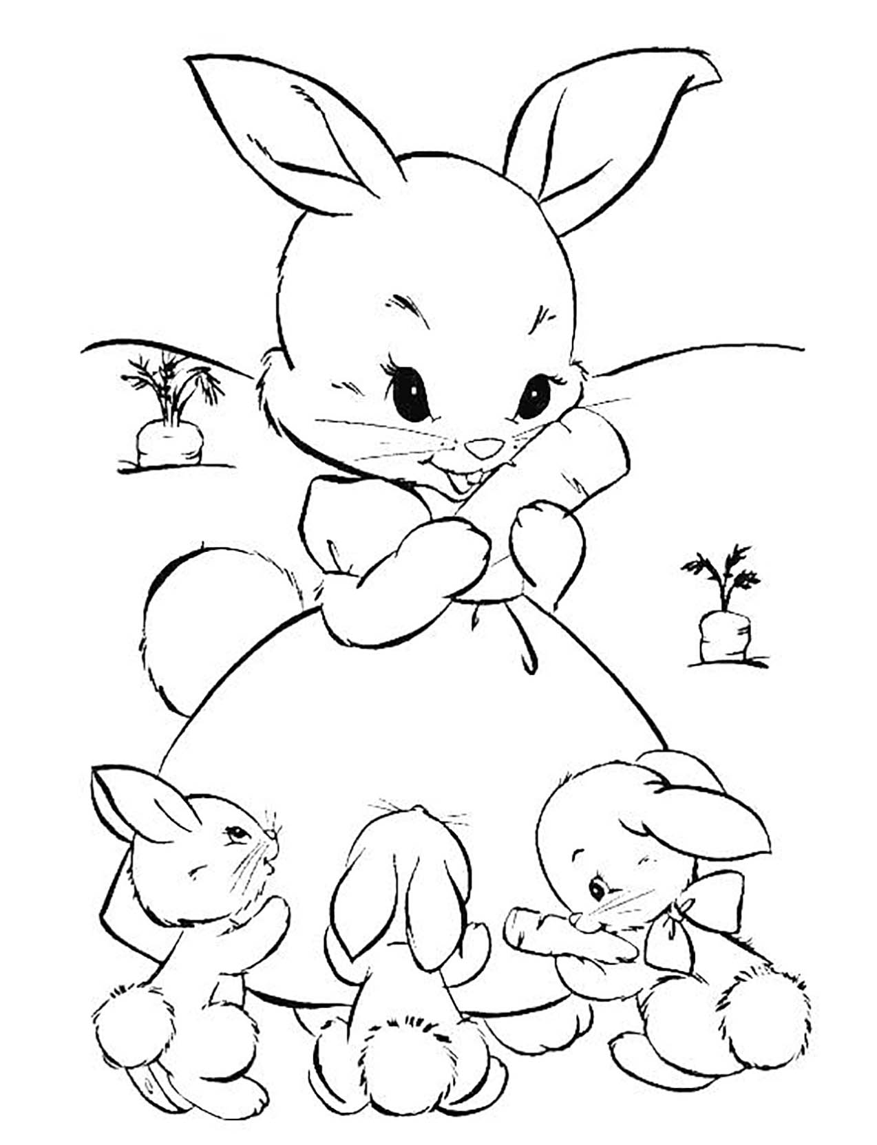 Free rabbit drawing to print and color