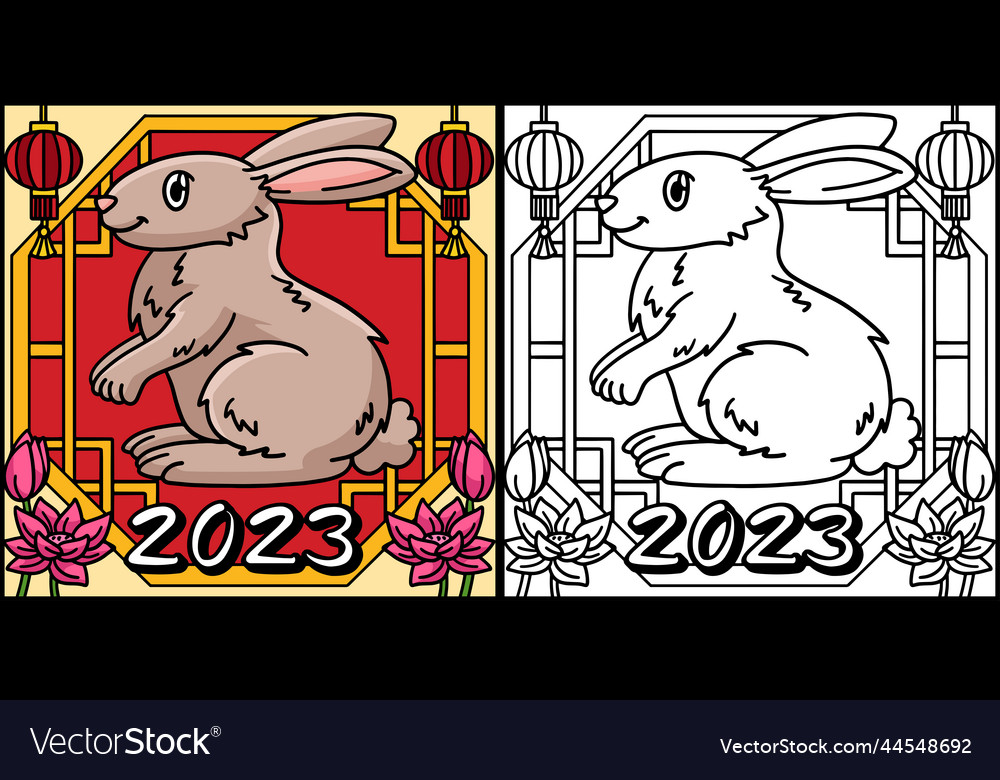 Year of the rabbit coloring page royalty free vector