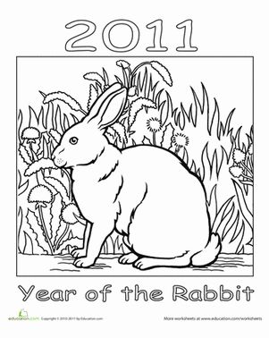 Year of the rabbit worksheet education year of the rabbit coloring pages rabbit colors
