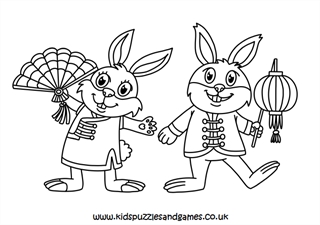 Chinese new year rabbits louring page