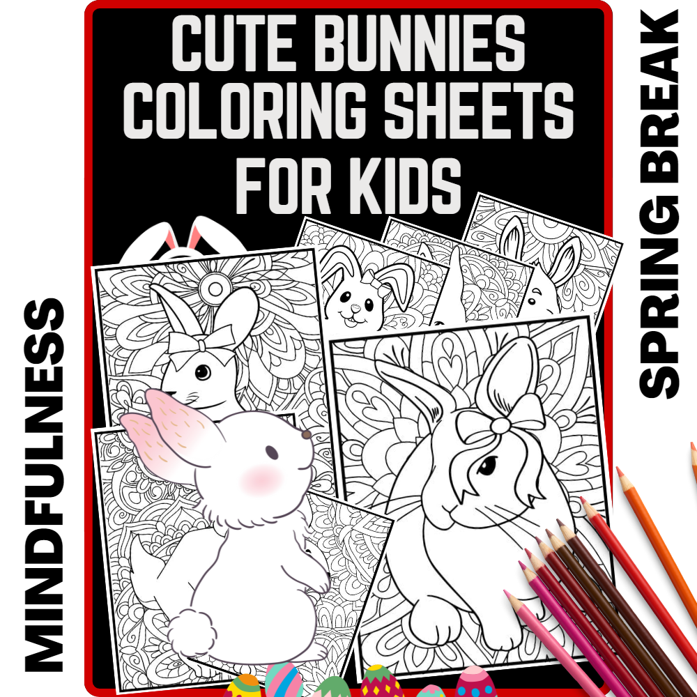 Rabbit zentangle coloring book for kidschinese new year mindfulness made by teachers