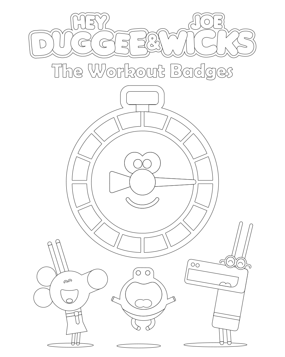 The workout badges colouring sheet