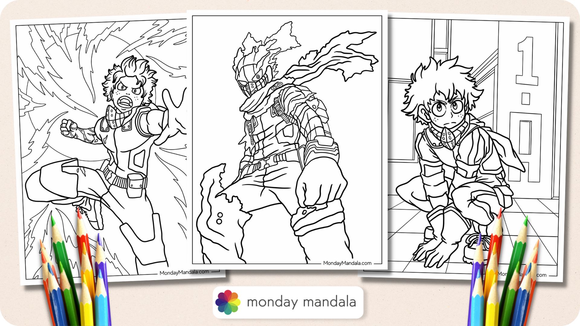 Deku coloring pages free pdf printables