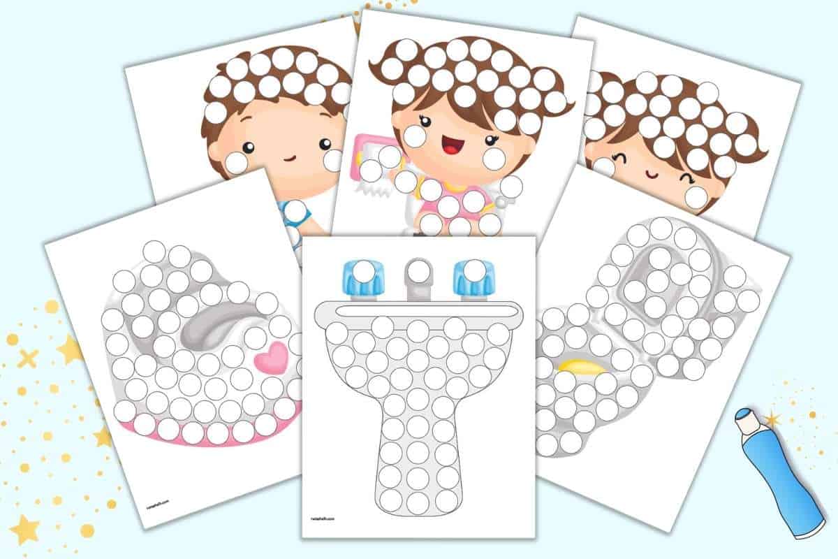 Free printable potty training dot marker coloring pages