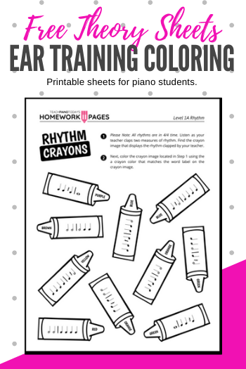 Ear training coloring clapback pages for primer and level students