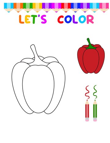 Premium vector let s color entertainment for children training sheet worksheet sweet pepper