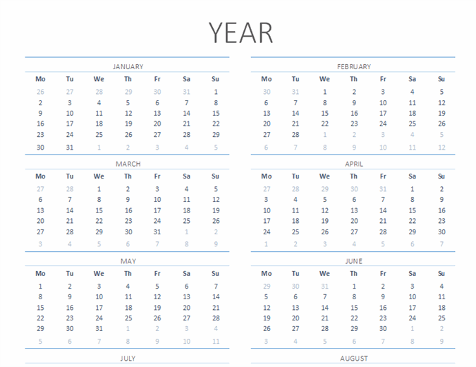 Download Free 100 + yearly calendar