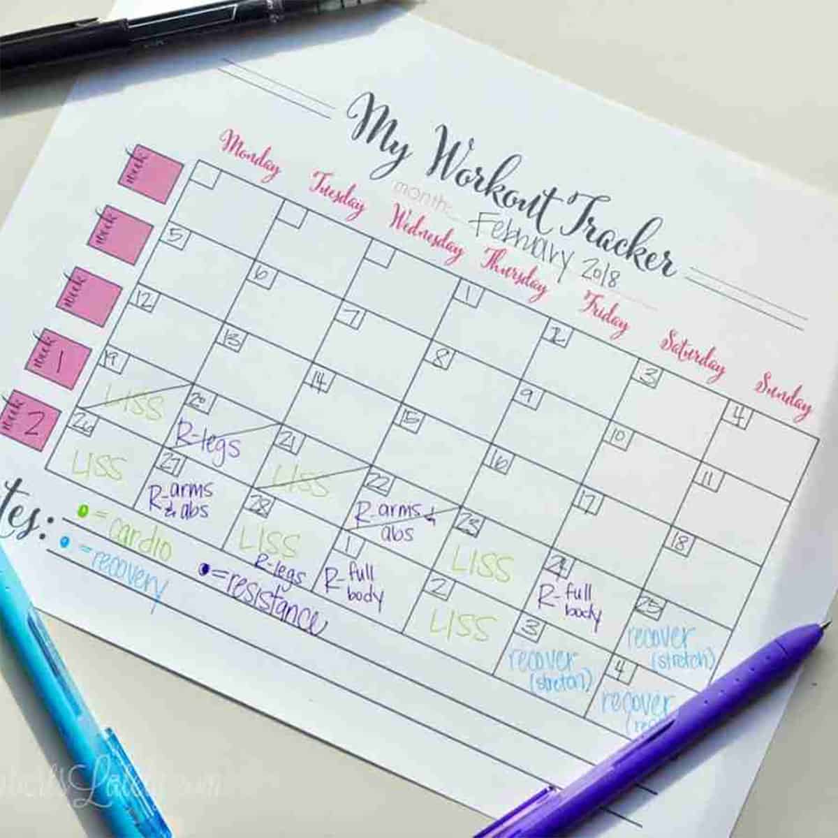 Free printable workout calendar lamberts lately